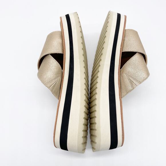 SM New York Womens 9 Lyric Platform Sandal Rose Gold Metallic Criss-Cross - Picture 4 of 10